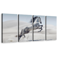 Load image into Gallery viewer, Horse Animal Canvas Print, Galloping White Horse 4 Piece Canvas Wall Art, Grey Horse in Nature Multiple Canvas
