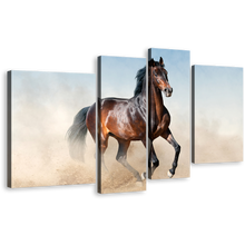 Load image into Gallery viewer, Horse Rearing Canvas Wall Art, Stallion Horse Portrait 4 Piece Multiple Canvas, Horse White Dust Canvas Print
