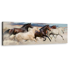 Load image into Gallery viewer, Horses Galloping Canvas Wall Art, Five Running Horses Canvas Print, Herd of Brown White Horses 1 Piece Canvas Artwork
