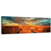 Load image into Gallery viewer, Horseshoe Bend Canvas Print, Arizona Brown Desert 1 Piece Canvas Artwork, Cloudy Green Sky Colorado River Canvas Wall Art, Grand Canyon National Park Sunset Wide Canvas
