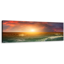 Load image into Gallery viewer, Indian Ocean Wall Art, Orange Sunset Seascape Canvas Art, Amazing Blue Beach Scene 1 Piece Canvas Print
