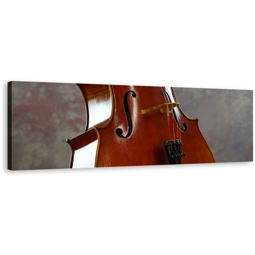 Isolated Cello Canvas Wall Art, Brown White Cello Digital Canvas Print, Cello Close Up 1 Piece Canvas Artwork