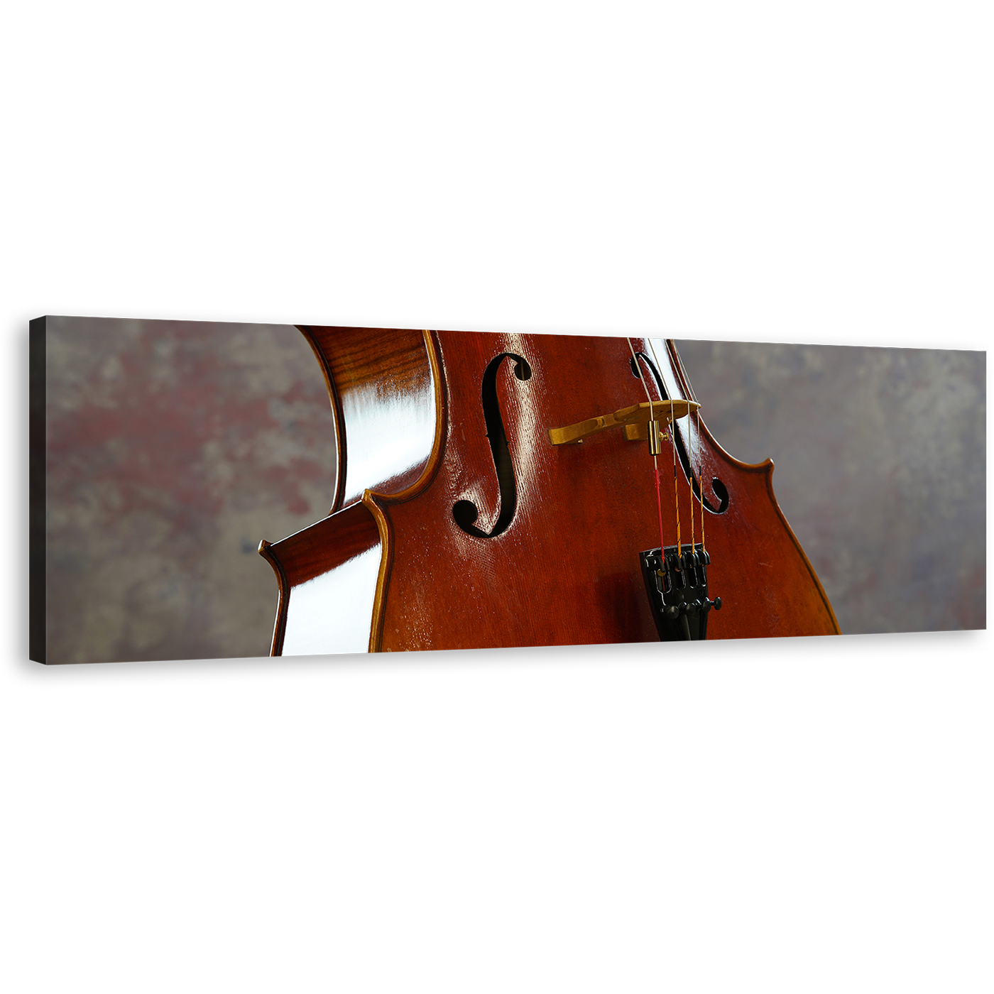 Isolated Cello Canvas Wall Art, Brown White Cello Digital Canvas Print, Cello Close Up 1 Piece Canvas Artwork