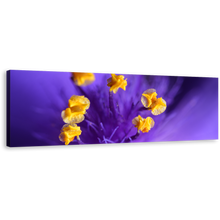 Load image into Gallery viewer, Isolated Floral Canvas Wall Art, Yellow Flowers Purple Background 1 Piece Canvas Artwork, Flowers Digital Painting Canvas Print
