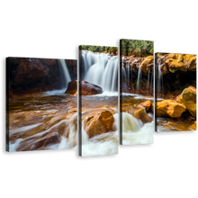 Load image into Gallery viewer, Jinguash Waterfall Canvas Wall Art, Amazing Golden Waterfall 4 Piece Canvas Print, Taiwan White Waterfall Multiple Canvas
