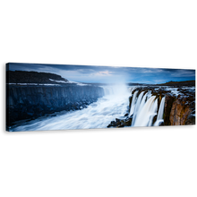 Load image into Gallery viewer, Jokulsa Fjollum Wall Art, Blue Sky Vatnajokull National Park Canvas Print, White Selfoss Waterfall Cascade Stream 1 Piece Canvas Art
