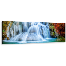 Load image into Gallery viewer, Kanchanaburi Waterfall Canvas Wall Art,Huai Mae Khamin Waterfall Canvas Print, Thailand Colorful Waterfall Scenery 1 Piece Canvas
