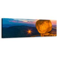 Load image into Gallery viewer, Kyaiktiyo Pagoda Canvas Wall Art, Treasure of Buddhism Blue Landscape 1 Piece Canvas, Orange Rock Myanmar Scene View Canvas Print
