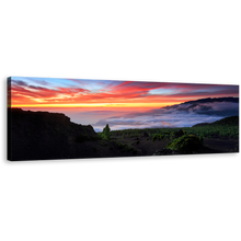 Load image into Gallery viewer, La Palma Canvas Wall Art, Spain Landscape at Yellow Sunset Canvas Print, Europe Green Mountains Panoramic Canvas
