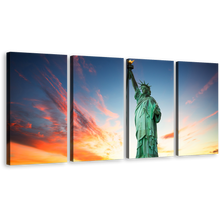 Load image into Gallery viewer, Lady Liberty Canvas Wall Art, New York Blue Sky Canvas Print, Statue of Liberty Green Monument 4 Piece Canvas
