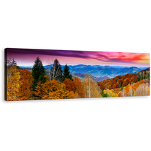 Load image into Gallery viewer, Landscape Scenery Wall Art, Dramatic Sky Blue Mountain Panoramic Canvas Print, Beautiful Orange Trees Canvas Art
