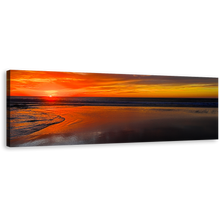 Load image into Gallery viewer, Legzira Beach Canvas Wall Art, Morocco Orange Clouds Sunset Seascape Wide Canvas, Middle East Brown Ocean 1 Piece Canvas Print
