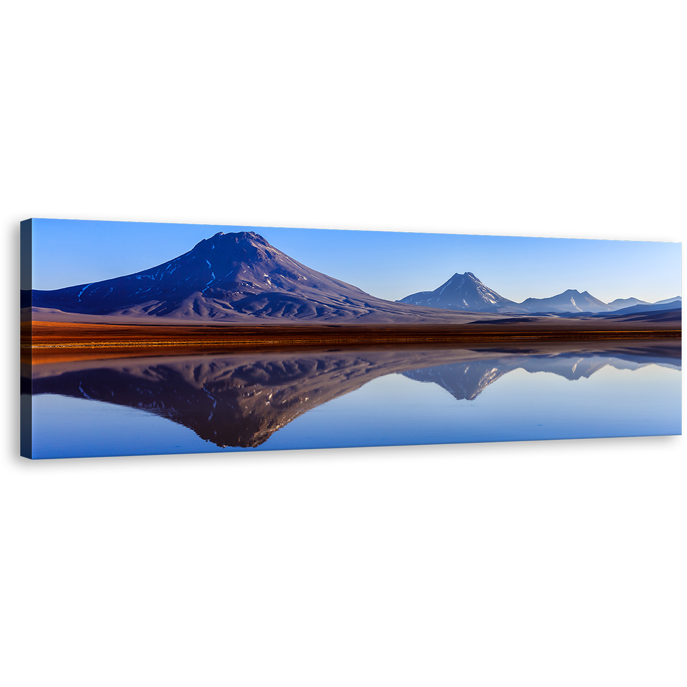 Lejia Lake Canvas Wall Art, Brown Atacama Mountains Canvas Print, Blue Sky Atacama Lake Panoramic Canvas Artwork