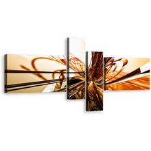 Load image into Gallery viewer, Light Illusions Canvas Wall Art, Copper Whirlwind Quadriptych Dynamic 3D Abstract 4 Piece Canvas Multi-panel Art
