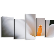 Load image into Gallery viewer, Lily Blossom Canvas Print, Fresh Lily Flower 5 Piece Canvas Wall Art, Yellow White Calla Floral Multi Canvas Artwork
