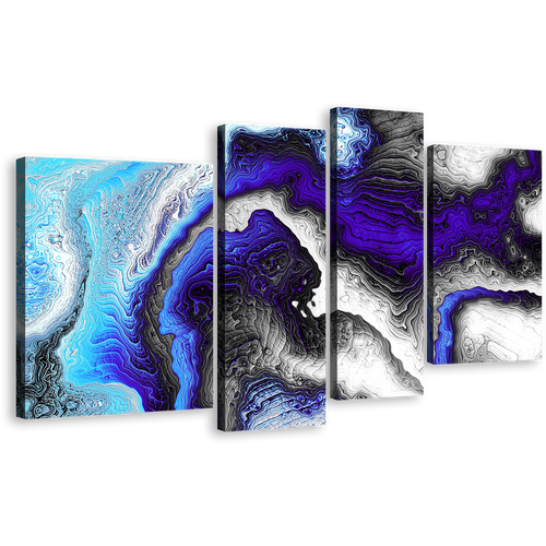 Liquid Texture Wall Art, Beautiful Modern Canvas Print, Abstract Digital Fractal Pattern 4 Piece Multi Canvas