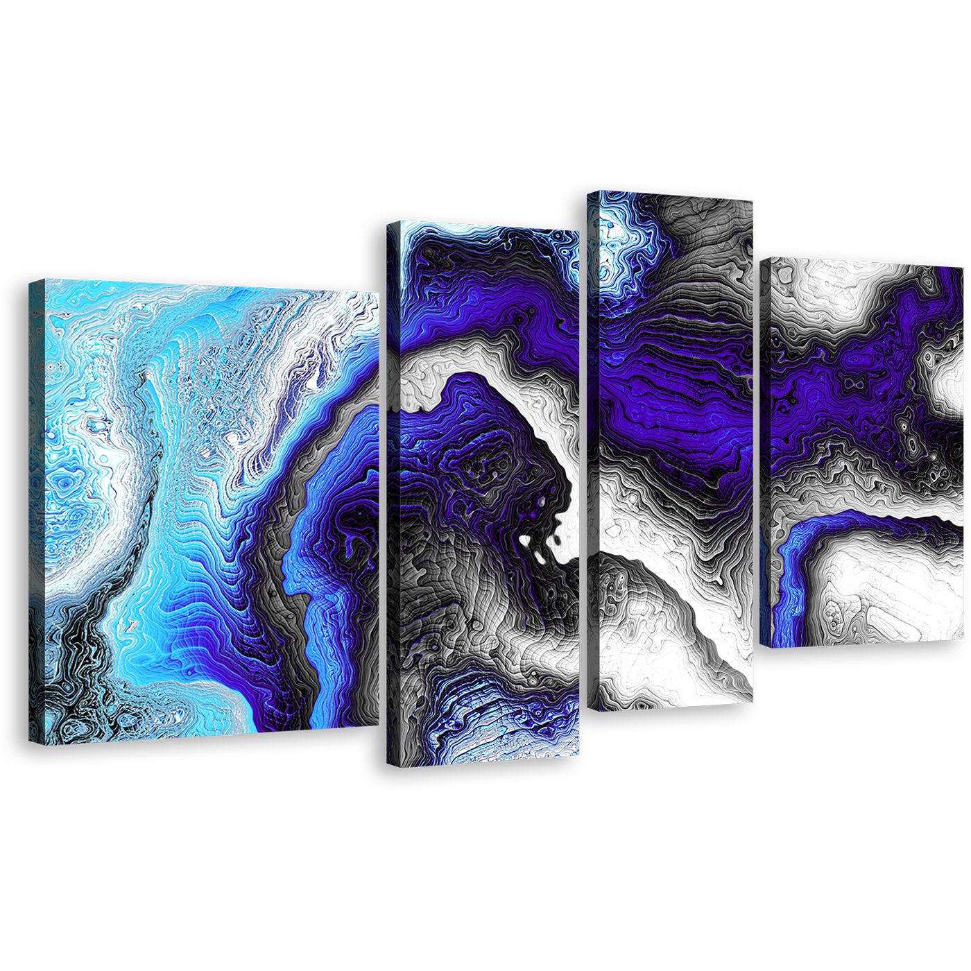 Liquid Texture Wall Art, Beautiful Modern Canvas Print, Abstract Digital Fractal Pattern 4 Piece Multi Canvas