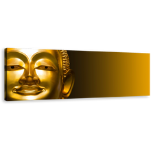 Load image into Gallery viewer, Lord Buddha Canvas Wall Art, Gold Buddha Mind and Soul 1 Piece Canvas, Yellow Background Buddha Canvas Print
