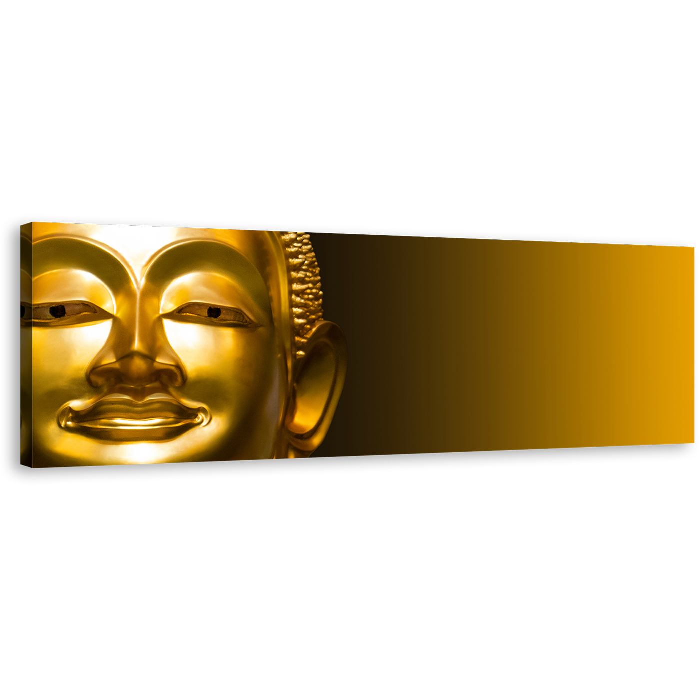 Lord Buddha Canvas Wall Art, Gold Buddha Mind and Soul 1 Piece Canvas, Yellow Background Buddha Canvas Print