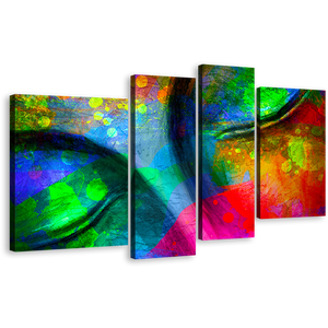 Lord Buddha Canvas Wall Art, Peaceful Buddha Multiple Canvas, Colorful Buddha Face 4 Piece Canvas Print