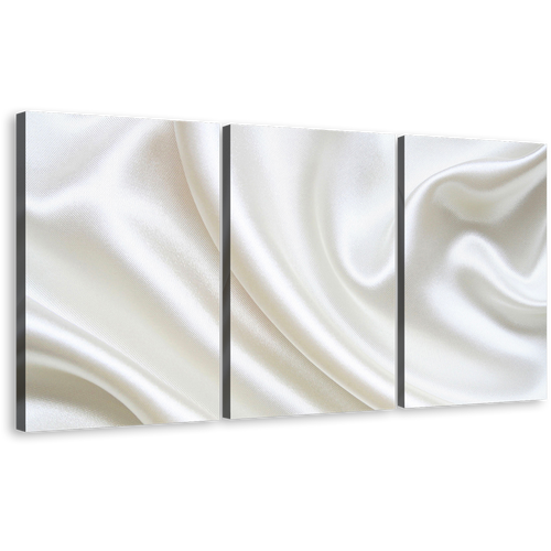 Luxurious Abstract Canvas Wall Art, White Abstract Elegant Design 3 Piece Multi Canvas, Abstract Wavy Folds Canvas Print