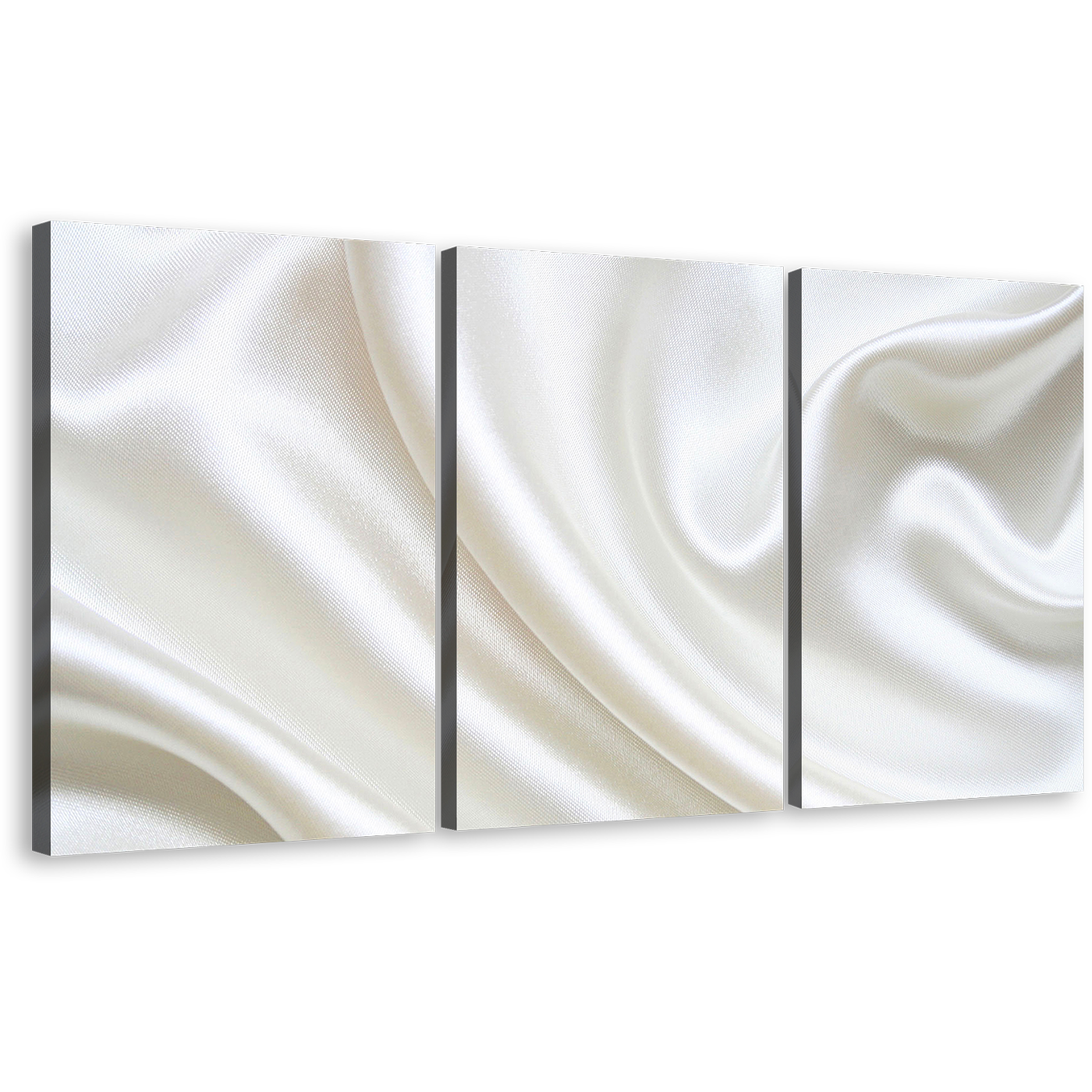 Luxurious Abstract Canvas Wall Art, White Abstract Elegant Design 3 Piece Multi Canvas, Abstract Wavy Folds Canvas Print