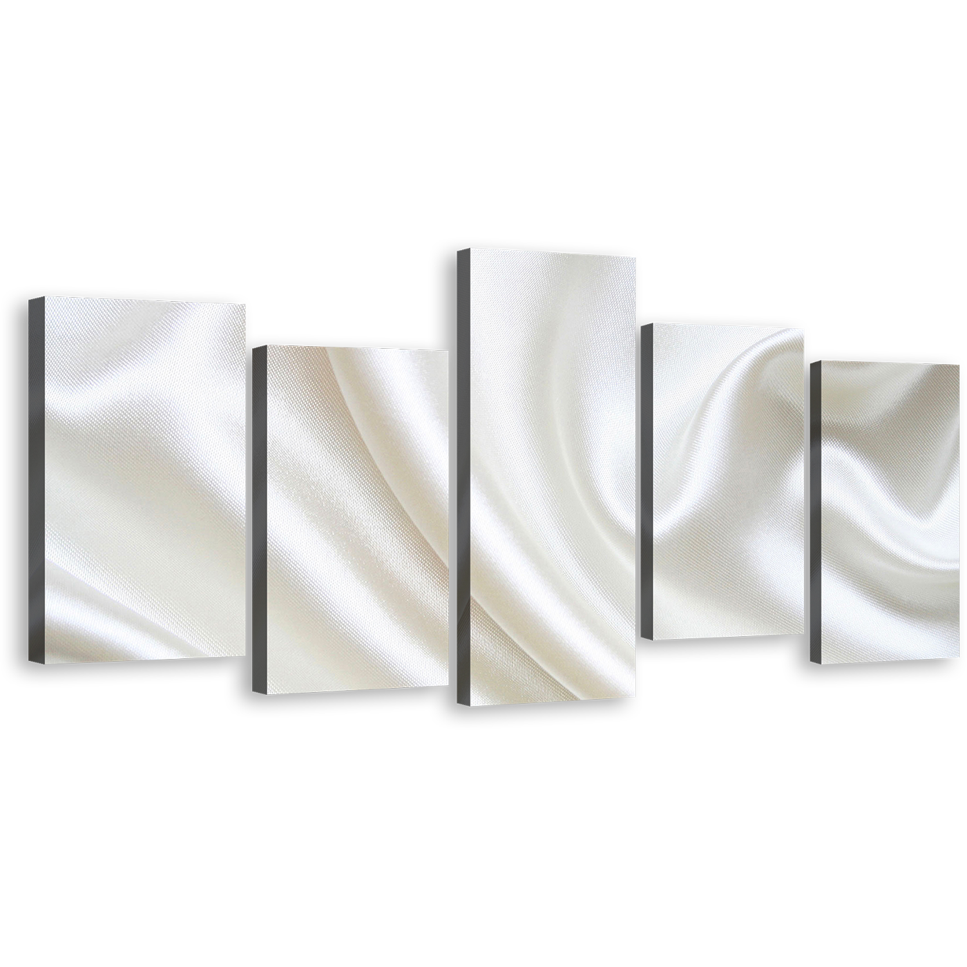 Luxury Abstract Canvas Print, Abstract Wavy Folds Multi Canvas Artwork, White Abstract Liquid 5 Piece Canvas Wall Art