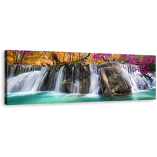 Load image into Gallery viewer, Majestic Waterfall Canvas Wall Art, Colorful Autumn Forest Waterfall 1 Piece Canvas Print, Beautiful Waterfall Scenery Canvas Artwork
