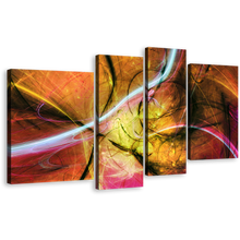 Load image into Gallery viewer, Modern Abstract Canvas Print, Abstract Bright Fractal Canvas Wall Art, Colorful Abstract Electric Fractal 4 Piece Multiple Canvas
