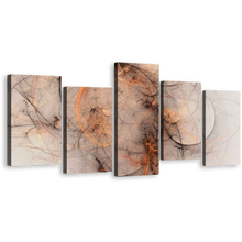 Load image into Gallery viewer, Modern Abstract Canvas Print, Fantasy Abstract Multiple Canvas, White Orange 3D Abstract Fractal 5 Piece Canvas Wall Art
