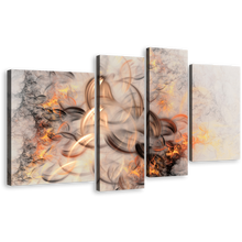 Load image into Gallery viewer, Modern Abstract Canvas Print, Orange Elegant Abstract 4 Piece Canvas Wall Art, Beautiful Fractal Abstract Multi Canvas
