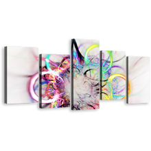 Load image into Gallery viewer, Modern Abstract Canvas Wall Art, Abstract Bright 5 Piece Multi Canvas, Colorful Abstract Elements Canvas Print
