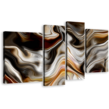 Load image into Gallery viewer, Modern Abstract Canvas Wall Art, Abstract Marble Stone 4 Piece Canvas Print, Golden Black Abstract Marble Multi Canvas Artwork
