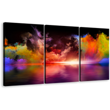 Load image into Gallery viewer, Modern Abstract Canvas Wall Art, Abstract Ocean Clouds Triptych Canvas Print, Colorful Ocean Sky 3 Piece Multi Canvas Artwork
