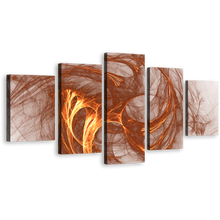 Load image into Gallery viewer, Modern Abstract Canvas Wall Art, Brown Elegant Abstract 5 Piece Multi Canvas, White Abstract Fractal Canvas Print
