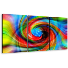 Load image into Gallery viewer, Modern Abstract Canvas Wall Art, Colorful Abstract Spiral 3 Piece Canvas Print, Abstract Graphic Multi Canvas Artwork
