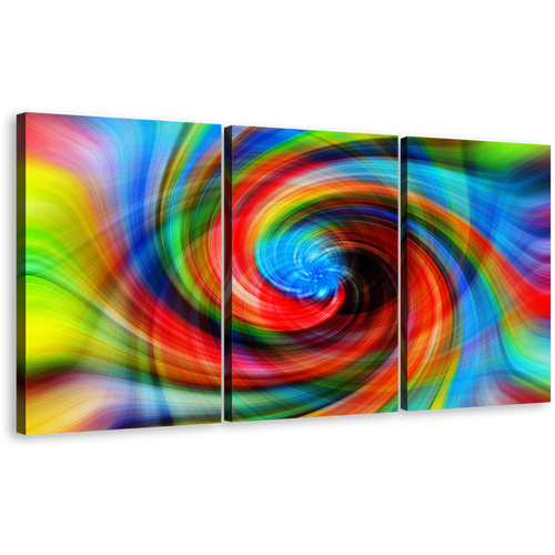 Modern Abstract Canvas Wall Art, Colorful Abstract Spiral 3 Piece Canvas Print, Abstract Graphic Multi Canvas Artwork