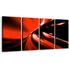 Load image into Gallery viewer, Modern Abstract Canvas Wall Art, Moving Traffic Lights At Night 4 Piece Multi Canvas, Red Black Light Trails Canvas Print
