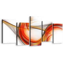 Load image into Gallery viewer, Modern Abstract Canvas Wall Art, Orange Clean Abstract Canvas Print, Red Digital Abstract Paintings 5 Piece Canvas
