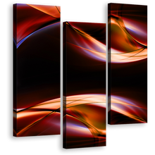 Load image into Gallery viewer, Modern Abstract Canvas Wall Art, Orange Red Abstract Waves 3 Piece Canvas Print, Blue Abstract Digital Illustration Triptych Multi Canvas
