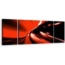 Load image into Gallery viewer, Modern Abstract Canvas Wall Art, Triptych Red Black Light Trails Canvas Print, Moving Traffic Lights At Night 3 Piece Multi Canvas
