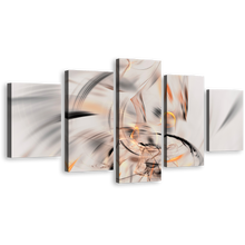 Load image into Gallery viewer, Modern Abstract Canvas Wall Art, White Abstract Fractal Multiple Canvas, Orange Artistic Abstract Illustration 5 Piece Canvas Print
