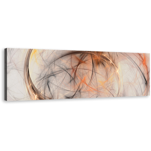 Modern Abstract Canvas Wall Art, White Orange Modern Abstract 1 Piece Canvas, Elegant Abstract Wide Canvas