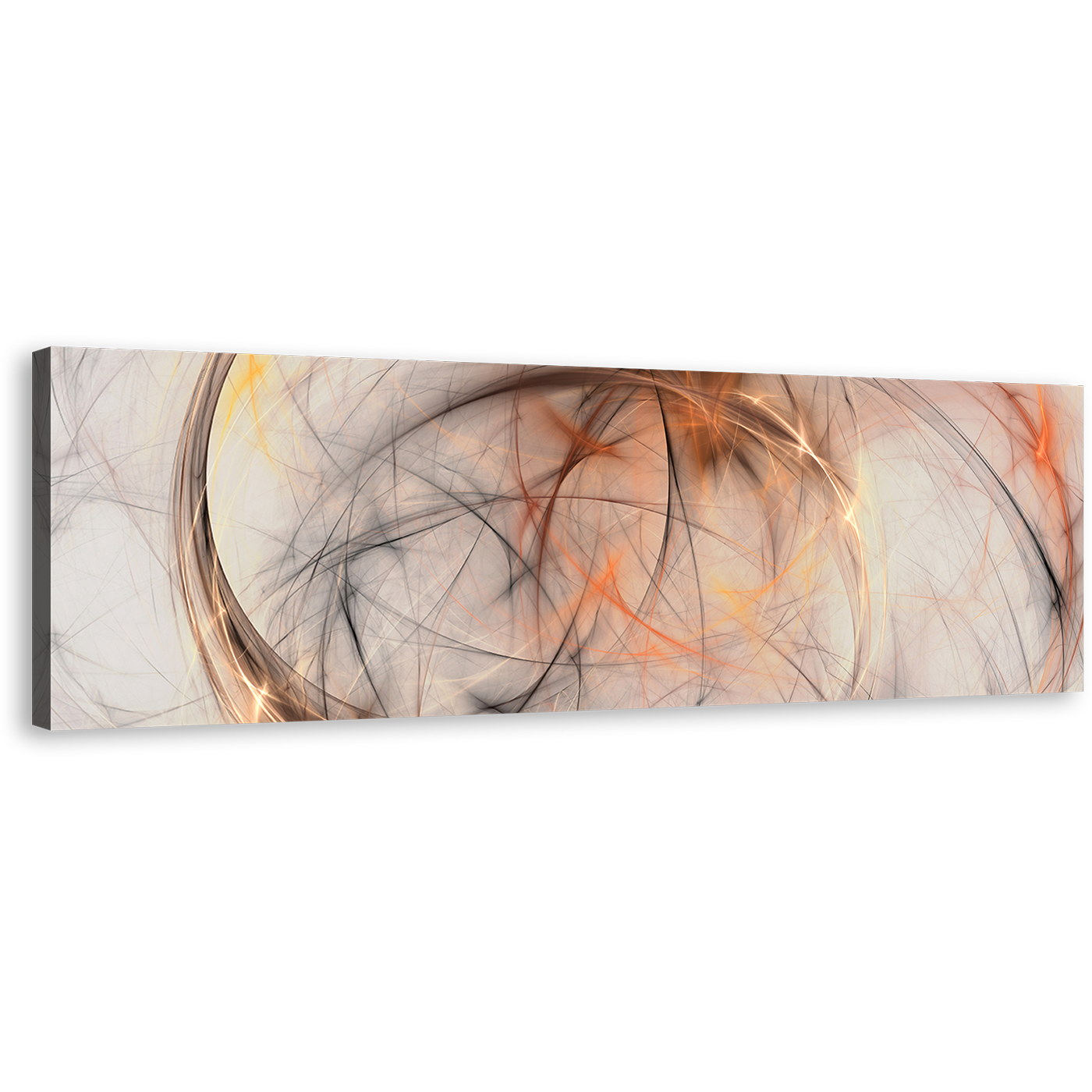 Modern Abstract Canvas Wall Art, White Orange Modern Abstract 1 Piece Canvas, Elegant Abstract Wide Canvas