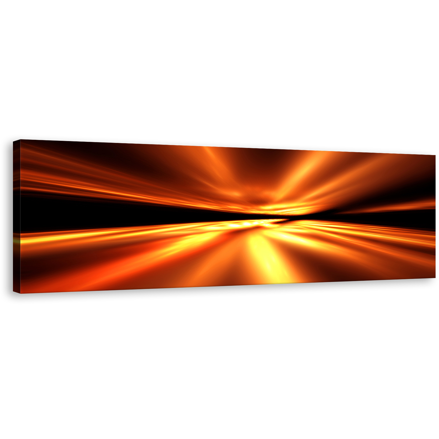 Modern Abstract Canvas Wall Art, Yellow Abstract Lights Panoramic Canvas, Orange Abstract Pattern Canvas Print