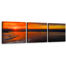 Load image into Gallery viewer, Morocco Sea Canvas Wall Art, Brown Legzira Beach 3 Piece Canvas Set, Orange Cloudy Sky Ocean Multiple Canvas
