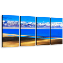 Load image into Gallery viewer, Mountain Lake Wall Art, Blue Ocean Mountains Multi Canvas, Tibet White Snowy Mountains 4 Piece Canvas Print
