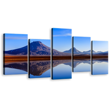 Load image into Gallery viewer, Mountain Water Canvas Wall Art, Brown Chile Atacama Desert Multiple Canvas, Blue Atacama Lake Canvas Print, Lejia Lake 5 Piece Canvas
