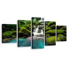 Load image into Gallery viewer, Mountain Waterfall Canvas Print, White Waterfall Phetchabun Thailand Canvas Set, Green Phu Thap Boek Mountain 5 Piece Canvas Wall Art
