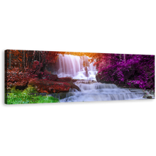 Load image into Gallery viewer, Mountain Waterfall Canvas Wall Art, Thailand Colorful Waterfall Scenery Wide Canvas, Mun Dang Waterfalls 1 Piece Canvas Print
